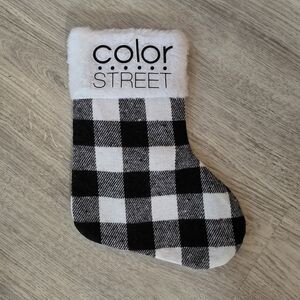 Color Street Christmas Stocking Black & White Gingham
